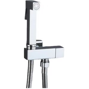 Cyslmuk - Complete Set of Brass Toilet Hand Shower Silver Copper Angle Valve + Zinc Spray Gun + 1.5m Shower Hose