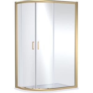 BALTERLEY Contemporary 8mm Glass Offset Quadrant Shower Enclosure, 1200 x 800mm, Brushed Brass