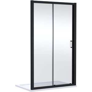 BALTERLEY Contemporary 8mm Glass Sliding Reversible Sliding Shower Door, 1400mm, Matt Black
