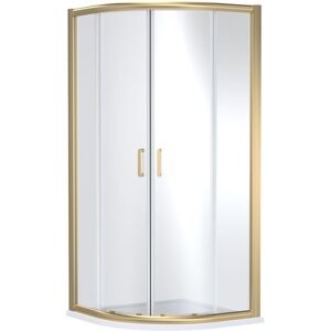 BALTERLEY Contemporary Bathroom Quadrant Shower Enclosure with Shower Tray - 900 x 900mm, Brushed Brass/White