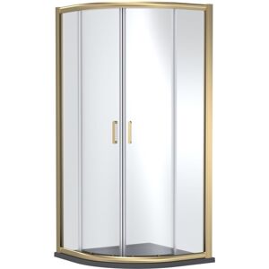 BALTERLEY Contemporary Bathroom Quadrant Shower Enclosure with Tray - 1000 x 1000mm, Brushed Brass/Grey