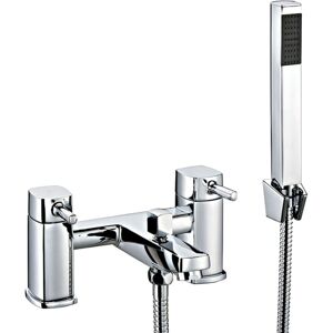 Balterley - Contemporary Bathroom Soft Square Deck Mounted Bath Shower Mixer Tap with Kit - Chrome