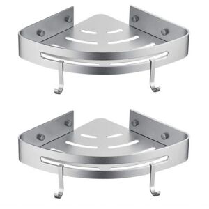 Linghhang - Corner Shower Shelf - 2 Pieces - No Drilling - No Drilling Bathroom Shelf, Shower Storage Basket, Aluminum Wall Mounted Adhesive Shower
