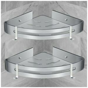 Aiperq - Corner Shower Shelf, Bathroom Shelf, No Drilling, Self Adhesive Wall Mounted Shower Caddy (2 Pack)
