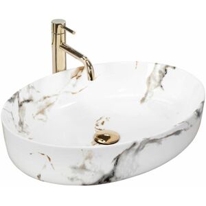 REA - Countertop Basin Queen Carrara Shiny