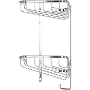 Croydex - Rust Free Small 2 Tier Corner Basket Shower Caddy Storage with Hooks