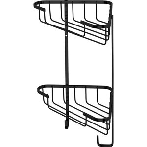 Croydex - 2 Tier Wall Mounted Shower Caddy, Screw to Wall Basket, Black, Rust Free