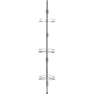 Croydex - Rust Free Triple Corner Shower Caddy Baskets, Tension Pole, Adhesive Pad