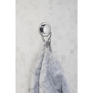 Croydex Stick 'n' Lock Adhesive Chrome Robe Hook for Bathroom, Towel Hanger Storage
