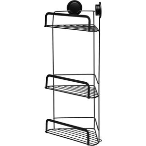 Croydex - Stick 'n' Lock Three Tier Corner Basket, Matt Black