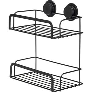 Croydex - Adhesive Shower Caddy, Stick 'n' Lock 2 Tier Cosmetic Basket, Matt Black