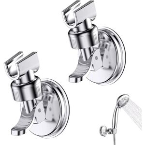 CSPARKV 2 Pcs Suction Cup Shower Head Holder, 360° Rotation Shower Bracket, Removable Adjustable Shower Head Holder, Suitable for Hotel Bathroom, No Need to