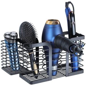 Csparkv - Hair Dryer Holder - Hair Dryer, Curling Iron and Brush Storage Rack - Black