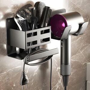 CSPARKV Hair Dryer Holder, No Drilling Hair Dryer Holder with Cable Management, Wall Mounted Hair Dryer Holder for Bathroom Storage Bedroom Hotel,