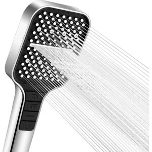 Csparkv - Water Saving Shower Head, 7 Modes High Pressure Shower Head with Stop Button, One-Handed Adjustment and Anti-Clogging Silicone Nozzle,