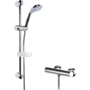 Balterley - Current Round Thermostatic Bar Valve and Brass Multi Function Handset Slider Rail Kit Shower Bundle - Chrome