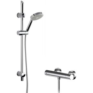 Current Round Thermostatic Bar Valve and Single Function Handset Slider Rail Kit Shower Bundle - Chrome - Balterley