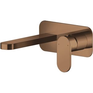 Balterley - Current Round Wall Mount 2 Tap Hole Basin Mixer Tap & Back Plate - Brushed Bronze