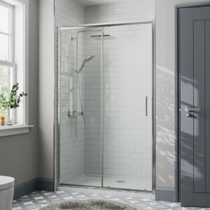 Diamond 1200 x 760mm Sliding Shower Door Enclosure 8mm Glass Panel Framed Tray & Waste