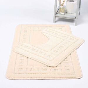 KAMPALA HILL Diem Bath Mat 2 Piece Set Non-Slip Pedestal and Bath Mat Toilet Bathroom Rug - Lemon Yellow
