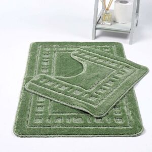 KAMPALA HILL Diem Bath Mat 2 Piece Set Non-Slip Pedestal and Bath Mat Toilet Bathroom Rug - Lilac