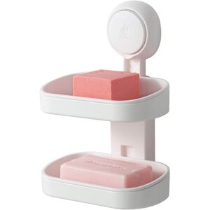 LINGHHANG Double Layer Suction Cup Soap Dish, Strong Sponge Holder for Shower, Bathroom, Bathtub and Kitchen Sink, No Drilling, Removable