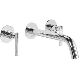 Beliani - Double Lever Wall Mounted 3-Hole Basin Brass Mixer Tap Silver Ishinca