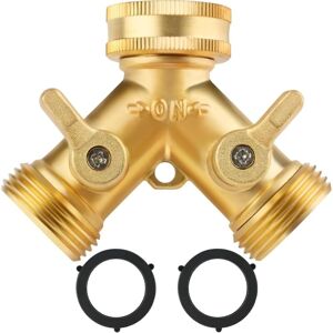 Cyslmuk - Double Washing Machine Faucet, 3/4' 2 Way y Connector for Garden Hose with Independent On/Off Valves for Connecting 2 Appliances to Garden
