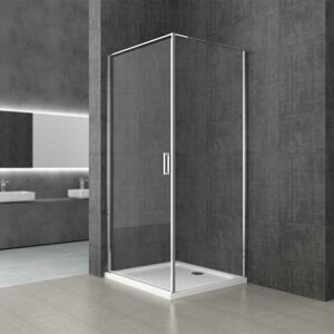Durovin Bathrooms L Shape Shower Enclosure - Pivot Door Right Hand Side Handle - 1000 x 1000mm