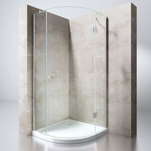 Durovin Bathrooms - Quadrant Frameless Shower Enclosure - Hinged Door Corner Entry - 8mm Safety Clear Glass - 800 x 800mm With Acrylic Shower Tray
