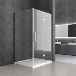 Durovin Bathrooms - Shower Enclosure - l Shape Rectangular - Hinged Door and Clear Panel - 1000mm x 1000mm Inlcude Anti-Slip Acrylic Tray