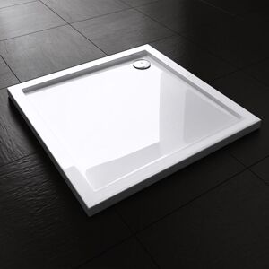 Durovin Bathrooms - Shower Tray - Light Sturdy Acrylic - Glossy White Finish - Square - 750 x 750mm