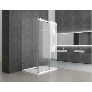 Durovin Bathrooms - u Shape Framless Shower Enclosure - Sliding Door & 2x Side Screen - 8mm Safety Clear Glass With Acrylic Shower Tray (1000 x 900mm)