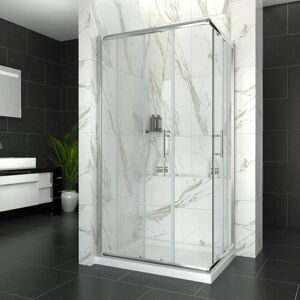 1000 x 800 mm Reversible Corner Entry Shower Enclosure Sliding Door Cubicle with Tray and Riser Kit - Elegant
