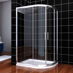 1000 x 800 mm Right Quadrant Shower Enclosure 6mm Sliding Glass Cubicle Door with Tray + Waste - Elegant