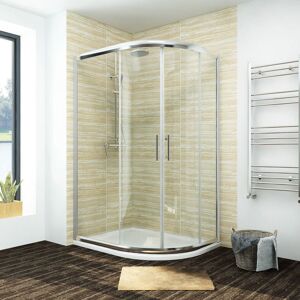 ELEGANT 1000 x 800 mm Right Quadrant Shower Enclosure Sliding Glass Cubicle Door with Tray + Waste