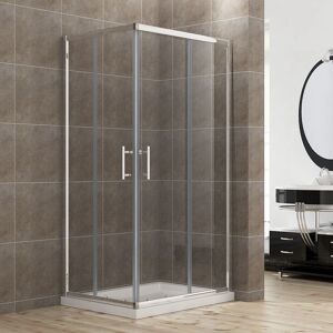 ELEGANT 1000 x 800 mm Sliding Corner Entry Shower Enclosure Door Cubicle with Tray