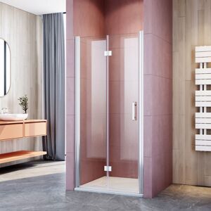 ELEGANT 700mm Bi-Fold Walkin Shower Door 6mm Safety Tempered Glass Bath Screen Folding Wet Room Shower Enclosure