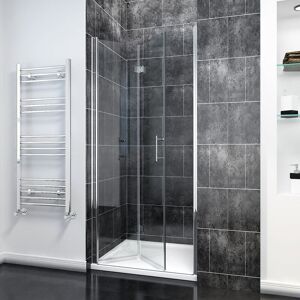 800mm Bi-Fold Walkin Shower Door 6mm Safety Tempered Glass Bath Screen Folding Wet Room Shower Enclosure - Elegant
