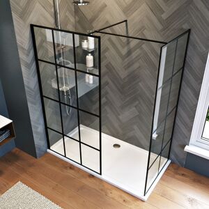 1000mm Black Framed Walk in Shower Screen 8mm Tempered Glass Wet Room 800mm Panel Shower Enclosure - Elegant