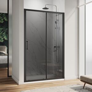 1000mm Black Sliding Shower Door 8mm Nano Coated Glass Shower Enclosure with 1000x800mm Shower Tray and Waste Trap - Elegant