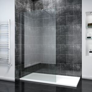 1000mm Frameless Wet Room Shower Screen Panel 8mm Easy Clean Glass Walk in Shower Enclosure with 1500x800mm Tray and Support Bar - Elegant