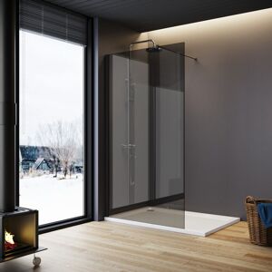 ELEGANT 1000mm Grey Shower Door 8mm Tempered Glass Walk in Wet Room Shower Cabin with 1400x700mm Shower Tray and 90mm Waste Trap