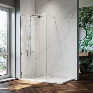 1000mm Shower Screen 8mm Easy Clean Glass Bathroom Door Waterproof Walk in Shower Enclosure 1000x700mm Shower Tray and Waste Trap - Elegant