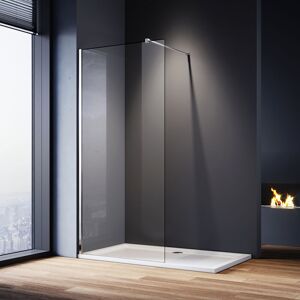 1000mm Walk in Shower Screen Glass Panel + 1200x800mm Shower Tray, 8mm Easy Clean Glass Wet Room Shower Enclosure, 1900mm Height - Elegant