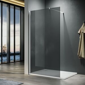 ELEGANT 1000mm Walkin Shower Enclosure Bathroom 8mm Grey Safety Easy Clean Glass for Bath Wetroom Walk in Shower Cubicle Screen Panels + Chrome Stainless