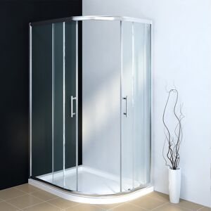 ELEGANT 1000x800mm Right Offset Quadrant Shower Enclosure 6mm Safety Tempered Glass Wet Room with 1000x800mm Tray and Free Trap