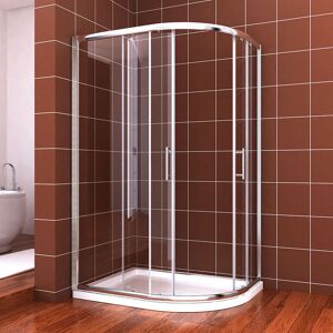 1000x800mm Right Quadrant Sliding Shower Enclosure Bathroom Corner Wet Room 6mm Easy Clean Shower Cubicle with Tray and Waste Trap - Elegant