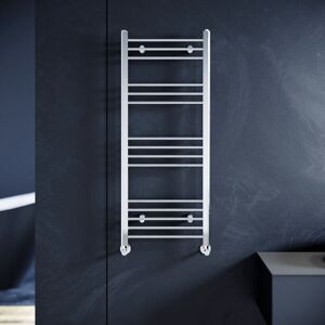 1200 x 500 mm Chrome Straight Towel Rail Radiator Bathroom Heated Towel Radiator + Anthracite Thermostatic Radiator Valves - Elegant