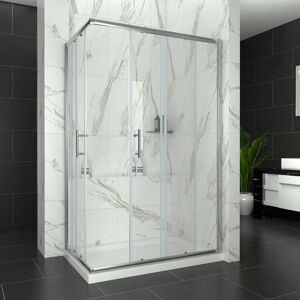 Shower Door and Enclosure 1200 x 800mm Sliding Reversible Corner Entry Shower Cabin with Tray and Riser Kit - Elegant